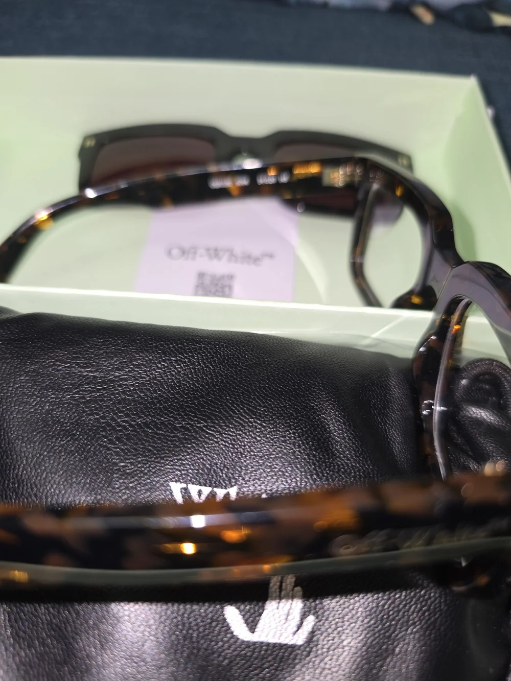 Off-White Black Rectangular Sunglasses with Dark Brown Lenses